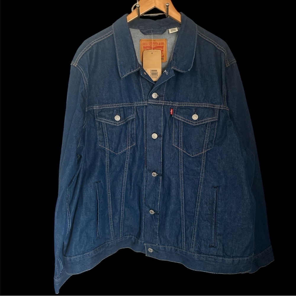 NWT Levi's Trucker Denim Jean Jacket Men's XXL Dark Stonewash Blue